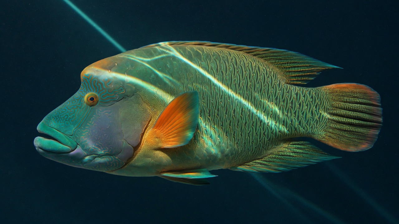 Humphead wrasse (Cheilinus undulatus), a Red Sea fish of the wrasses family