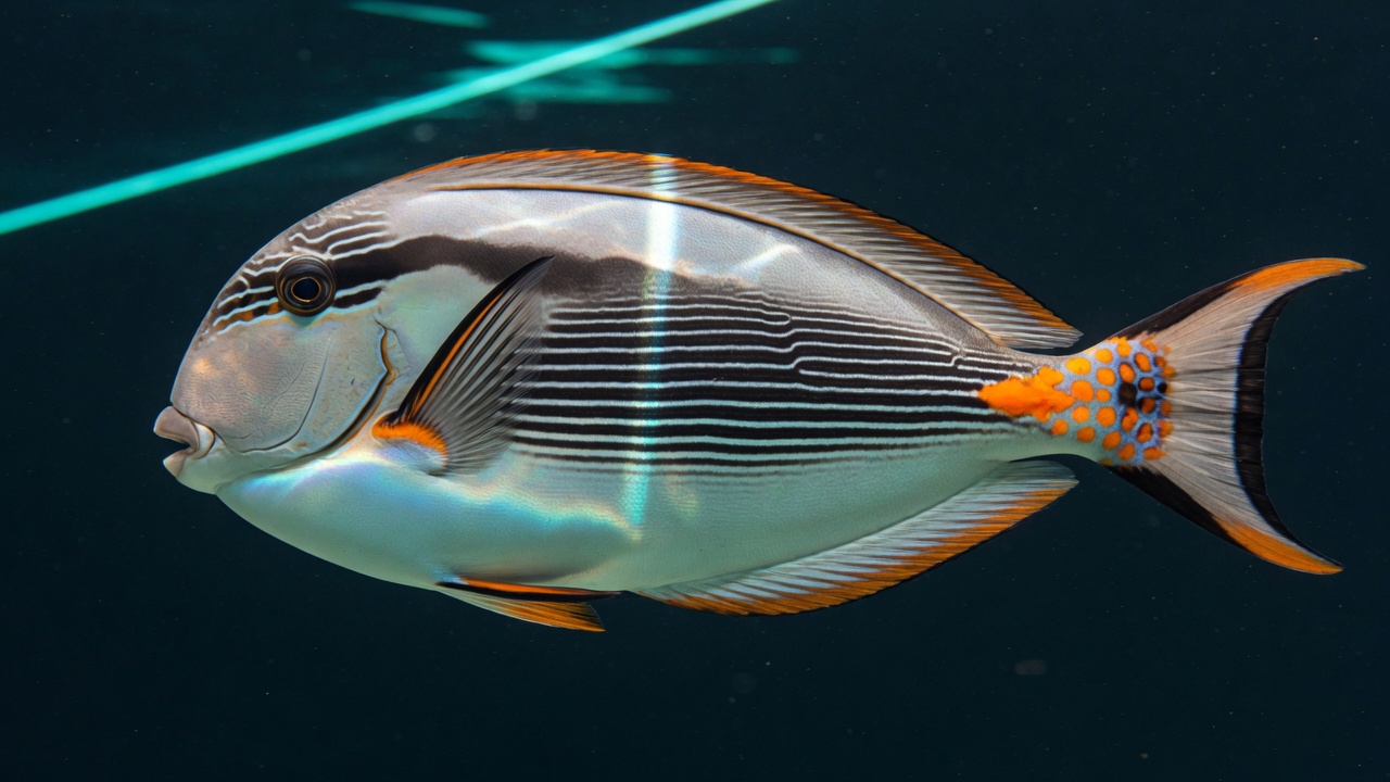 Pesce chirurgo zebrato (Acanthurus sohal), pesce del Mar Rosso della famiglia pesci chirurgo